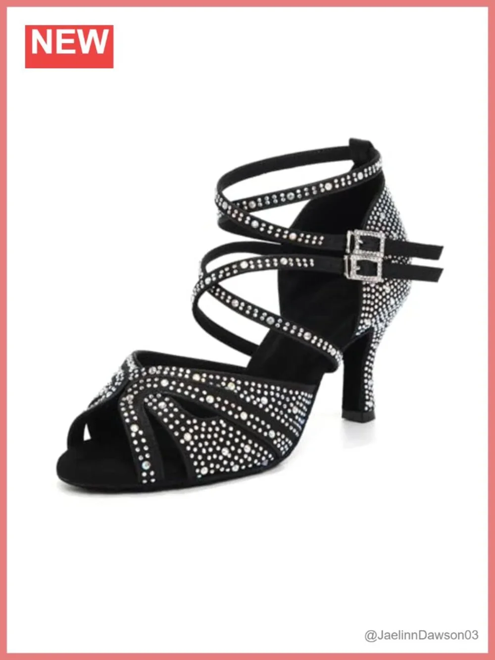 Rhinestone Satin High Heel Dance Shoes Open Toe Ankle Strap Party Wedding